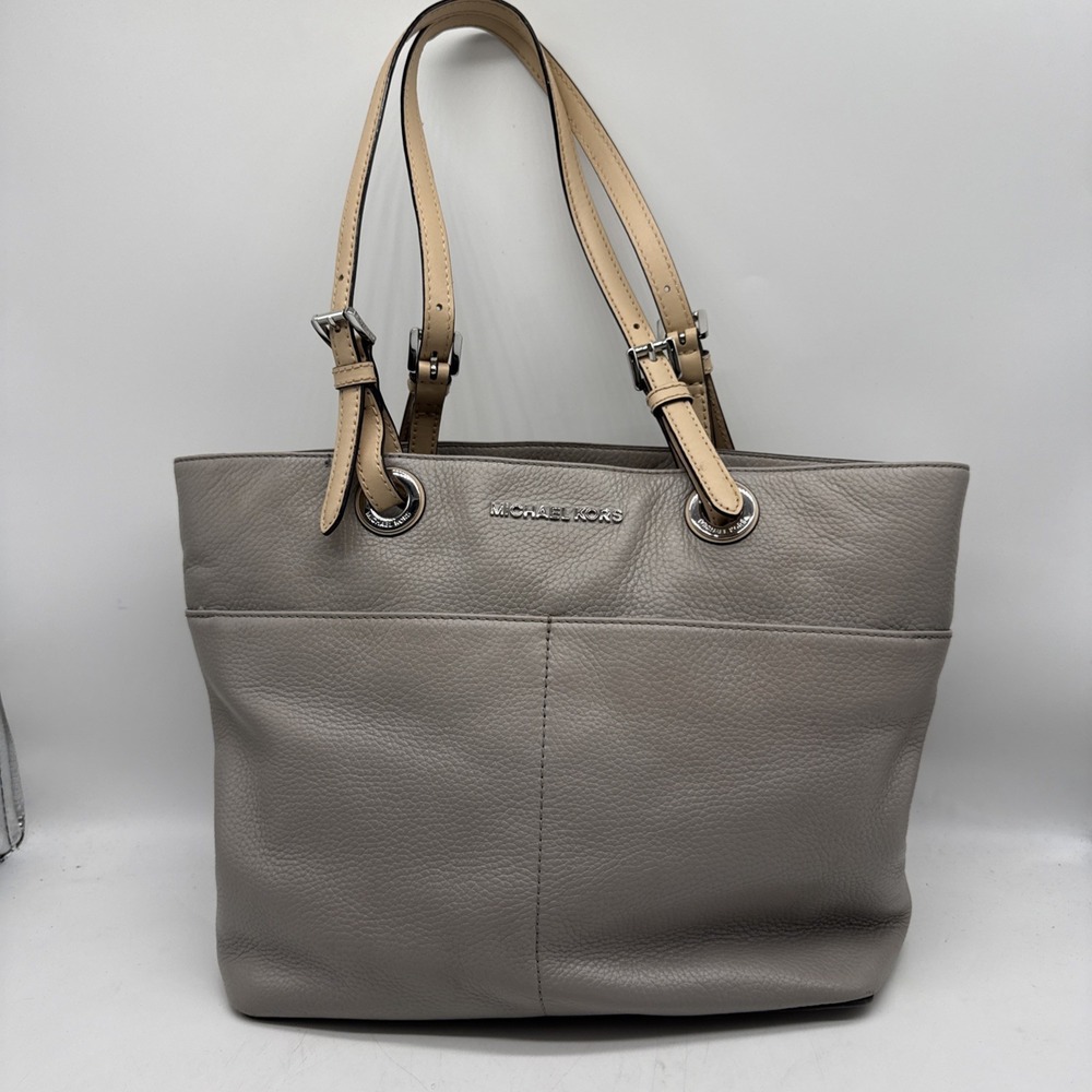Michael Kors Pebbled Leather Tote Bag‎ Taupe Tan Shoulder Handbag Work